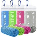 Sukeen 4 Pack Cooling Towel (40"x12"), Soft Breathable Chilly Microfiber Towel for Yoga, Sport, Running, Gym, Workout & More Activities
