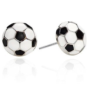 SmileBelle Soccer Earrings for Women, Sterling Silver Soccer Stud Earrings from Sports Mom, Hypoallergenic First Day of School Gifts for Daughter as Sport Jewelry, Back to School Teen Birthday Jewelry