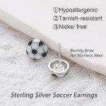 SmileBelle Soccer Earrings for Women, Sterling Silver Soccer Stud Earrings from Sports Mom, Hypoallergenic First Day of School Gifts for Daughter as Sport Jewelry, Back to School Teen Birthday Jewelry