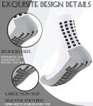 2 Set Soccer Grip Socks,Shin Guard Sleeves for Football Basketball for Men and Women One Size (2 Set (Black+White))