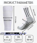2 Set Soccer Grip Socks,Shin Guard Sleeves for Football Basketball for Men and Women One Size (2 Set (Black+White))