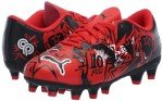 PUMA Ultra Play Firm Artificial Ground Sneaker, Red Black White, 2 US Unisex Big Kid