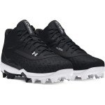 Under Armour Boys' Leadoff Mid RM JR 3.0, (001) Black/Black/White, 2, US