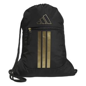 adidas Alliance Sackpack, Drawstring Backpack, Lightweight Small Gym Bag for Women and Men, Black/Gold Metallic, One Size