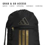 adidas Alliance Sackpack, Drawstring Backpack, Lightweight Small Gym Bag for Women and Men, Black/Gold Metallic, One Size