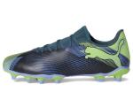 PUMA Men's Future 7 Play Firm, Artificial Ground Soccer Cleats Sneaker, Gray Skies-Elektro Purple-Fizzy Apple White, 11.5