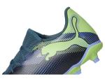 PUMA Men's Future 7 Play Firm, Artificial Ground Soccer Cleats Sneaker, Gray Skies-Elektro Purple-Fizzy Apple White, 11.5