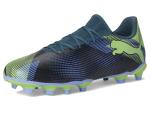 PUMA Men's Future 7 Play Firm, Artificial Ground Soccer Cleats Sneaker, Gray Skies-Elektro Purple-Fizzy Apple White, 11.5