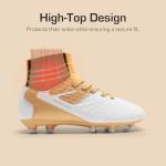 DREAM PAIRS Boys Girls Soccer Cleats Youth Firm Groud Outdoor Sport Athletic High Top Football Shoes for Little/Big Kid,Size 13 Little Kid,Gold/White,HZ19002K
