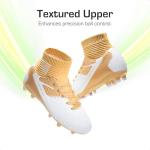DREAM PAIRS Boys Girls Soccer Cleats Youth Firm Groud Outdoor Sport Athletic High Top Football Shoes for Little/Big Kid,Size 13 Little Kid,Gold/White,HZ19002K