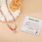 Jesvo Soccer Ball Necklace for Girls Women, Soccer Themed Accessories Stuff Pendant Chain Sport Jewelry Gifts Ideas for Team Coach Player Her Mom Age Kids Teen Teenager Girls Soccerball Necklaces