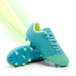 DREAM PAIRS Boys Girls Soccer Cleats Youth Firm Groud Athletic Outdoor Trainning Football Shoes for Little/Big Kid,Size 4 Big Kid,Blue/Neon Green,SDSO224K