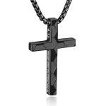 WINFY Soccer Cross Necklace for Boys Men Inspirational Christian Bible Verse Cross Pendant Stainless Steel Chain 20+2 inch Soccer Jewelry Religious Gift for Men(Black 4-13)