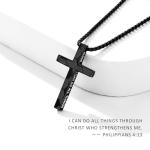 WINFY Soccer Cross Necklace for Boys Men Inspirational Christian Bible Verse Cross Pendant Stainless Steel Chain 20+2 inch Soccer Jewelry Religious Gift for Men(Black 4-13)