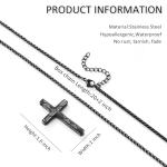 WINFY Soccer Cross Necklace for Boys Men Inspirational Christian Bible Verse Cross Pendant Stainless Steel Chain 20+2 inch Soccer Jewelry Religious Gift for Men(Black 4-13)