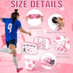 Sunnymove 36 Pcs Pink Soccer Gifts for Girl 12 Pink Soccer Makeup Bag Bulk Cosmetic Bag Sport Team Gifts with 12 Sport Hair Scrunchies 12 Round Portable Folding Brush for Coach Team Soccer Party