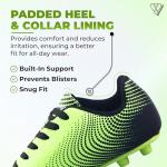 Vizari USA Stealth Boys Girls Soccer Cleats | Youth Firm Ground Athletic Outdoor Football Shoes for Toddler, Little Kid, Big Kid | Lightweight & Durable Green/Black