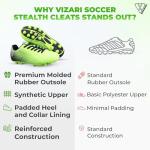 Vizari USA Stealth Boys Girls Soccer Cleats | Youth Firm Ground Athletic Outdoor Football Shoes for Toddler, Little Kid, Big Kid | Lightweight & Durable Green/Black