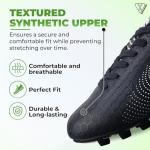 Vizari USA Stealth Boys Girls Soccer Cleats | Youth Firm Ground Athletic Outdoor Football Shoes for Toddler, Little Kid, Big Kid | Lightweight & Durable Black/White
