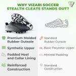 Vizari USA Stealth Boys Girls Soccer Cleats | Youth Firm Ground Athletic Outdoor Football Shoes for Toddler, Little Kid, Big Kid | Lightweight & Durable Black/White