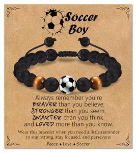 WIKHIA Soccer Bracelet Gifts for Teen Boys, Birthday & Christmas Soccer Gifts for Son Grandson Brother Nephew Friend Players Team
