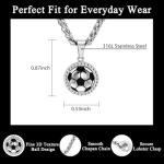 Alissl Soccer Necklace for Men, Women, Teens - Solid Stainless Steel Wheat Chain with Gift Box Sports Accessories Trendy Team Fan Soccer Lover Gifts for Son Daughter Grandson Nephew Granddaughter
