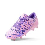 DREAM PAIRS Boys Girls Soccer Cleats Youth Firm Groud Athletic Outdoor Trainning Football Shoes for Little/Big Kid,Size 13 Little Kid,Pink/Purple,HZ19003K