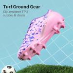 DREAM PAIRS Boys Girls Soccer Cleats Youth Firm Groud Athletic Outdoor Trainning Football Shoes for Little/Big Kid,Size 13 Little Kid,Pink/Purple,HZ19003K