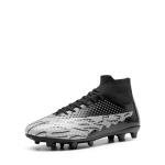 DREAM PAIRS Men's Soccer Cleats Lightweight Football Cleats Professional Training High-top Soccer Shoes,Size 9.5,Black/Light Grey,SDSS2401M