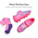 DREAM PAIRS Boys Girls Soccer Cleats Kids Football Shoes for Little/Big Kid SDSO2307K,Size 9 Toddler,Hot Pink/Royal Blue/Sock