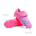 DREAM PAIRS Boys Girls Soccer Cleats Kids Football Shoes for Little/Big Kid SDSO2307K,Size 9 Toddler,Hot Pink/Royal Blue/Sock