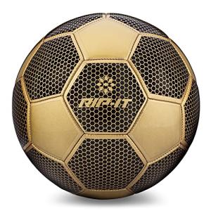 RIP-IT Womens Pro Black & Gold Training Soccer Ball #5 - Features Traditional 32 Panel Construction - Includes Winding Bladder for Long-Lasting Inflation
