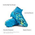 DREAM PAIRS Boys Football Cleats Youth High Top Firm Ground Soccer Shoes for Little/Big Kids,Size 5 Big Kid,Blue,SDSO2402K