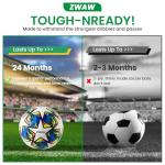 ZWAW Size 5 Soccer Ball, Waterproof PU Leather, Official Match Ball, with Pump & Needles