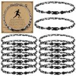 Liliaafar 12 Sets Soccer Team Gift Rope Necklaces Team Necklaces Gift Bulk with Inspirational Card Adjustable Braided Cord Bracelet Sports String Accessories for Men Women Braided Presents