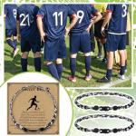 Liliaafar 12 Sets Soccer Team Gift Rope Necklaces Team Necklaces Gift Bulk with Inspirational Card Adjustable Braided Cord Bracelet Sports String Accessories for Men Women Braided Presents