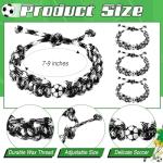 Landical 24 Pcs Soccer Bracelet for Boys Adjustable Handmade Braided Bracelet Wristbands Inspirational Sport Accessories Boy Soccer Party Favors for Teams Player Gift Birthday Jewelry Accessories