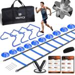 HRXYYCX Agility Ladder Speed Training Equipment Set-20ft Agility Ladder 4 Adjustable Hurdles Running Parachute Jump Rope Speed Training Equipment for Soccer Football Basketball
