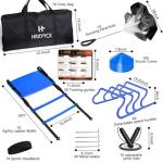 HRXYYCX Agility Ladder Speed Training Equipment Set-20ft Agility Ladder 4 Adjustable Hurdles Running Parachute Jump Rope Speed Training Equipment for Soccer Football Basketball
