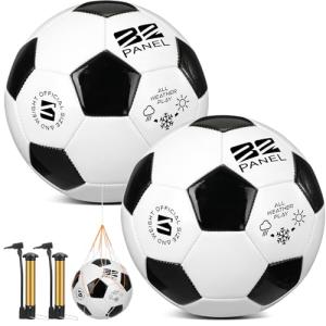 Shappy 2 Pcs Operation Christmas Soccer Balls Bulk with Pump, Mesh Bag Official Size 3 4 5 Indoor Outdoor Colorful Soccer Ball for Practice Game Sport Soft Gift for Child Adult(Size 3,Black, White)