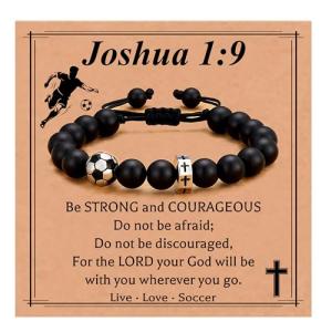 Miss Chipmunk Soccer Bracelet for Boys Cross Beaded Bracelet Gifts for Son Grandson Players Team Fan Friends,Soccer Accessories for Men Boys Christmas Birthday Gifts(Soccer)