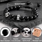 Miss Chipmunk Soccer Bracelet for Boys Cross Beaded Bracelet Gifts for Son Grandson Players Team Fan Friends,Soccer Accessories for Men Boys Christmas Birthday Gifts(Soccer)