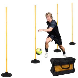 Neoaider 6 FT Agility Poles for Soccer, Basketball, Rugby, Dog, 4 Pack Detachable Soccer Agility Poles w/Rubber Bases, Indoor & Outdoor Use Soccer Poles for Training