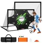 Sportswin Soccer Goals for Backyard - 6x4 ft Portable ​Pop Up Soccer Nets Set of 2 with Ball, Ladder, Cones, Training Practice Equipment for Kids Toddler, Sport Games for Outdoor Indoor (Green)
