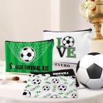 HSDSH 30Pcs Soccer Makeup Bag Soccer Gifts for Women Canvas Cosmetic Bags with Zipper Travel Toiletry Pouch Accessories for Women Football Lover Players Team Gifts