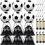 Yasuwekik Soccer Ball Donation Kit - 6 Size 5 Soccer Balls, 6 Ball Pump, 6 Mesh Sport Bags, 12 Needles