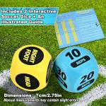 Soccer Training Dice Set - 2 Pack Ideal Soccer Gifts for Boys 8-12, Girls, Teams & Coaching Drills - Practice Equipment with Action & Time Challenge Mode - Fun Sports Games for Kids(Blue + Yellow)