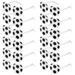 Tellegloww 12 Pcs Sport Glasses Football Volleyball Soccer Softball Gift for Team Sport Party Favor Glass for Teen Player Coach(Soccer)