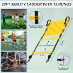 Speed Agility Training Equipment Set, Agility Ladder 20ft, 12 Football Cones, Resistance Running Parachute, Jump Rope, 5 Resistance Bands, Football Soccer Basketball Fitness Drills for Kids Adults