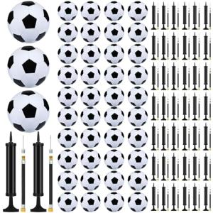 Leyndo 24 Pcs Christmas Operation Gifts Include Deflated Size 5 Soccer Balls with Pumps in Bulk with Needles for Adults Christmas Charity Training Practice Game Play Gifts (Black)